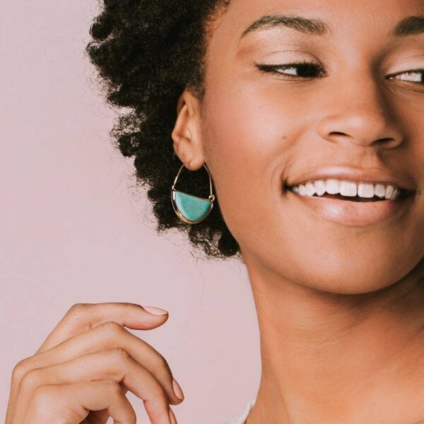 Stone Prism Hoop - Aqua Terra/Silver - Image 2