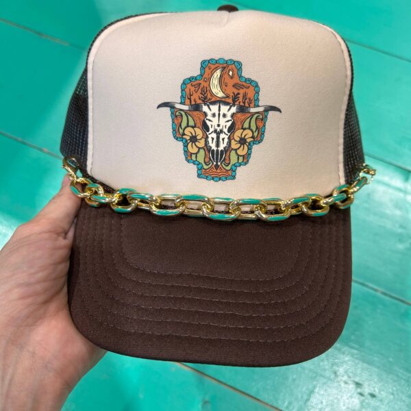 Chunky Teal Enamel Dipped Trucker Chain