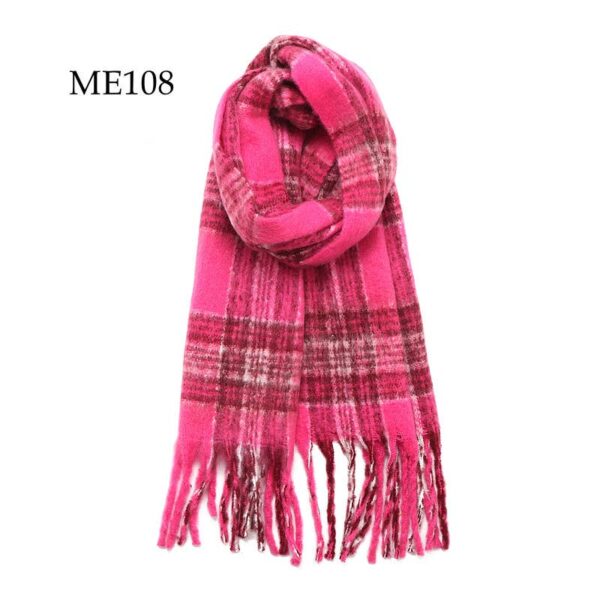 Adorro - Soft Chunky Oblong Multi Color Plaid Fleece Scarf - Image 3