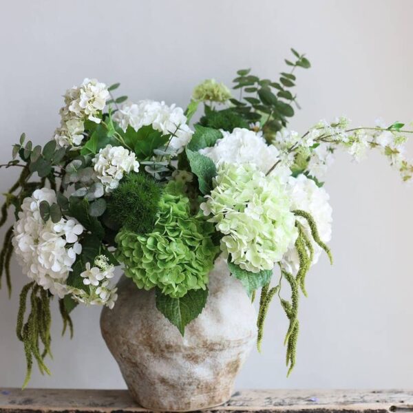 22" Large Bloom Ultra Realistic Real Touch Hydrangea: Green - Image 3