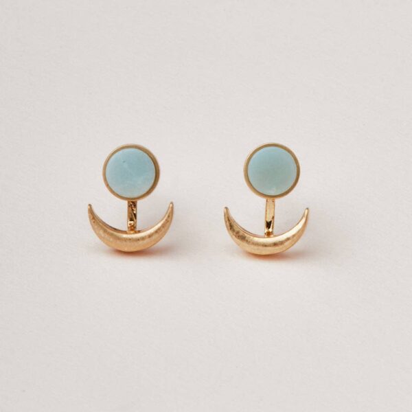 Stone Moon Phase Ear Jacket - Amazonite/Gold - Image 2