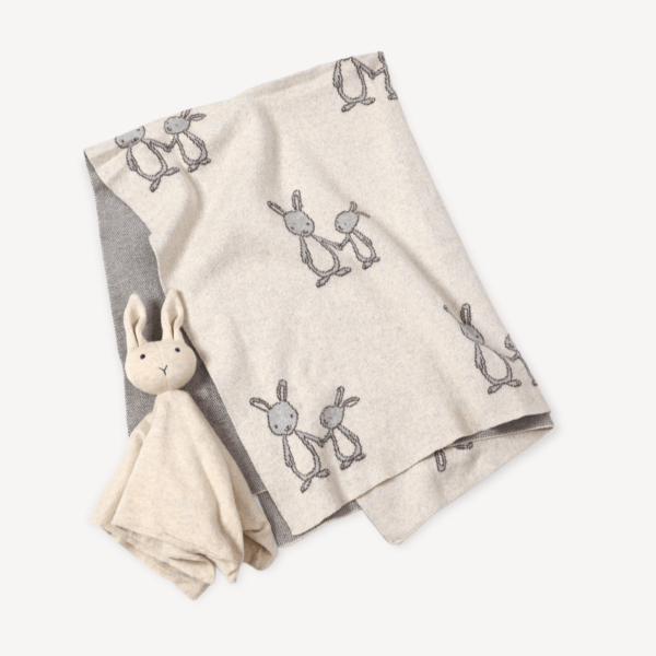 Bunny - Organic Cotton Jacquard Sweater Knit Baby Blanket: One Size - Image 3