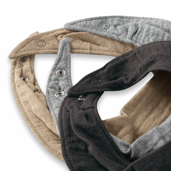 Organic Cotton Baby Bandana Bibs - Ash: Ash, One Size - Image 3