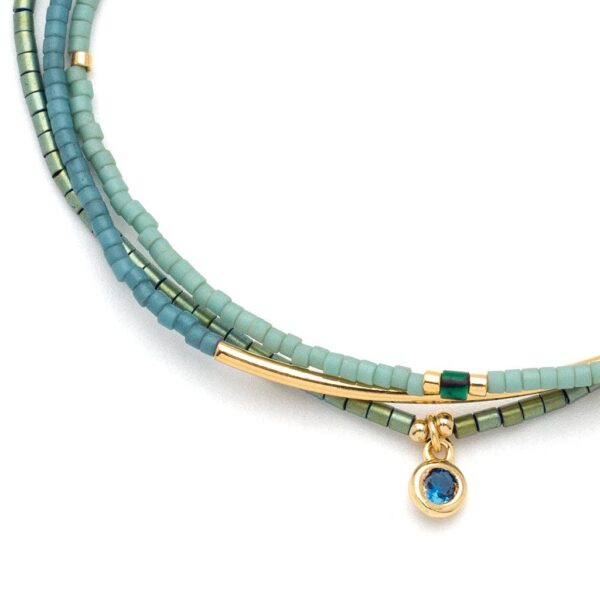 Tonal Chromacolor Miyuki Bracelet Trio - Turquoise/Gold - Image 5