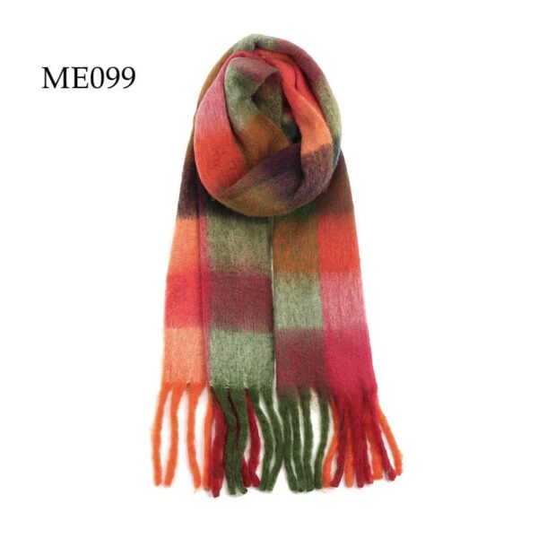 Adorro - Soft Chunky Oblong Multi Color Plaid Fleece Scarf - Image 4