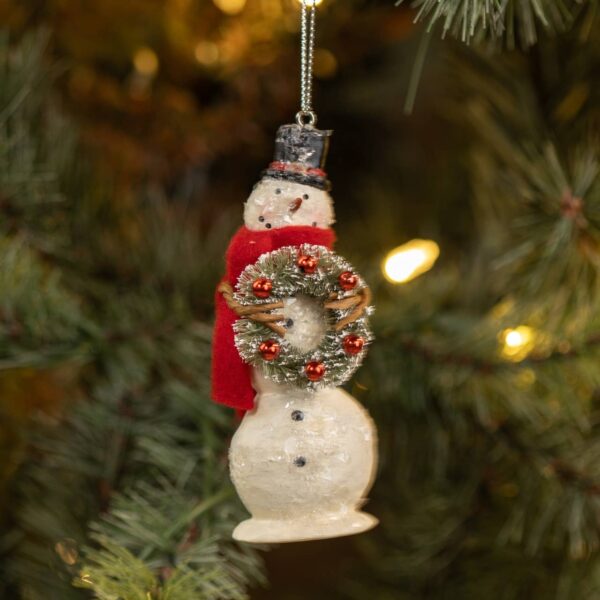4.25" BEAD WREATH SNOWMAN ORNAMENT - Image 3