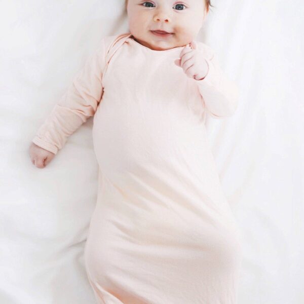 Blush Pink Bamboo Knotted Gown: 0-3 Months - Image 6
