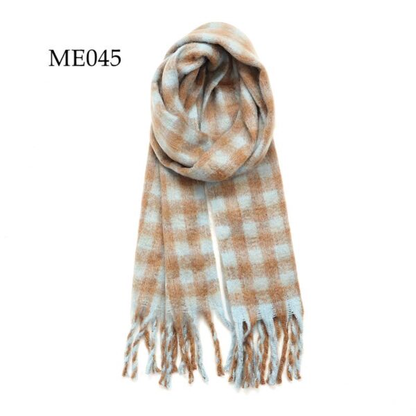 Adorro - Soft Chunky Oblong Multi Color Checkered Fleece Scarf (8 col - Image 3