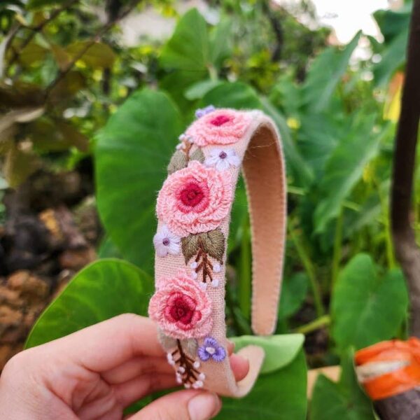 3D Floral Embroidered Headband, Brianna Collection: 4. - Image 4