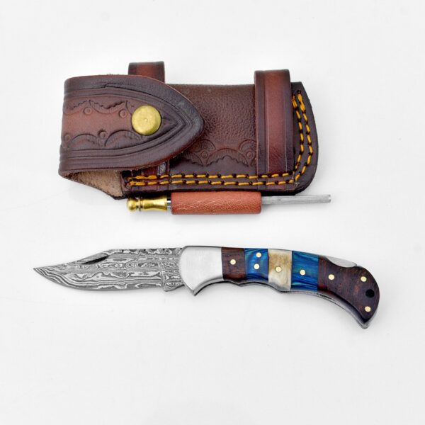 Damascus steel pocket knife Limited Run TF-071