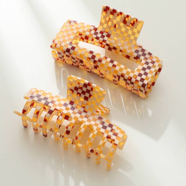 Adorro - Golden Checkerboard | Assorted Eco-Friendly Claw Clips - Image 5