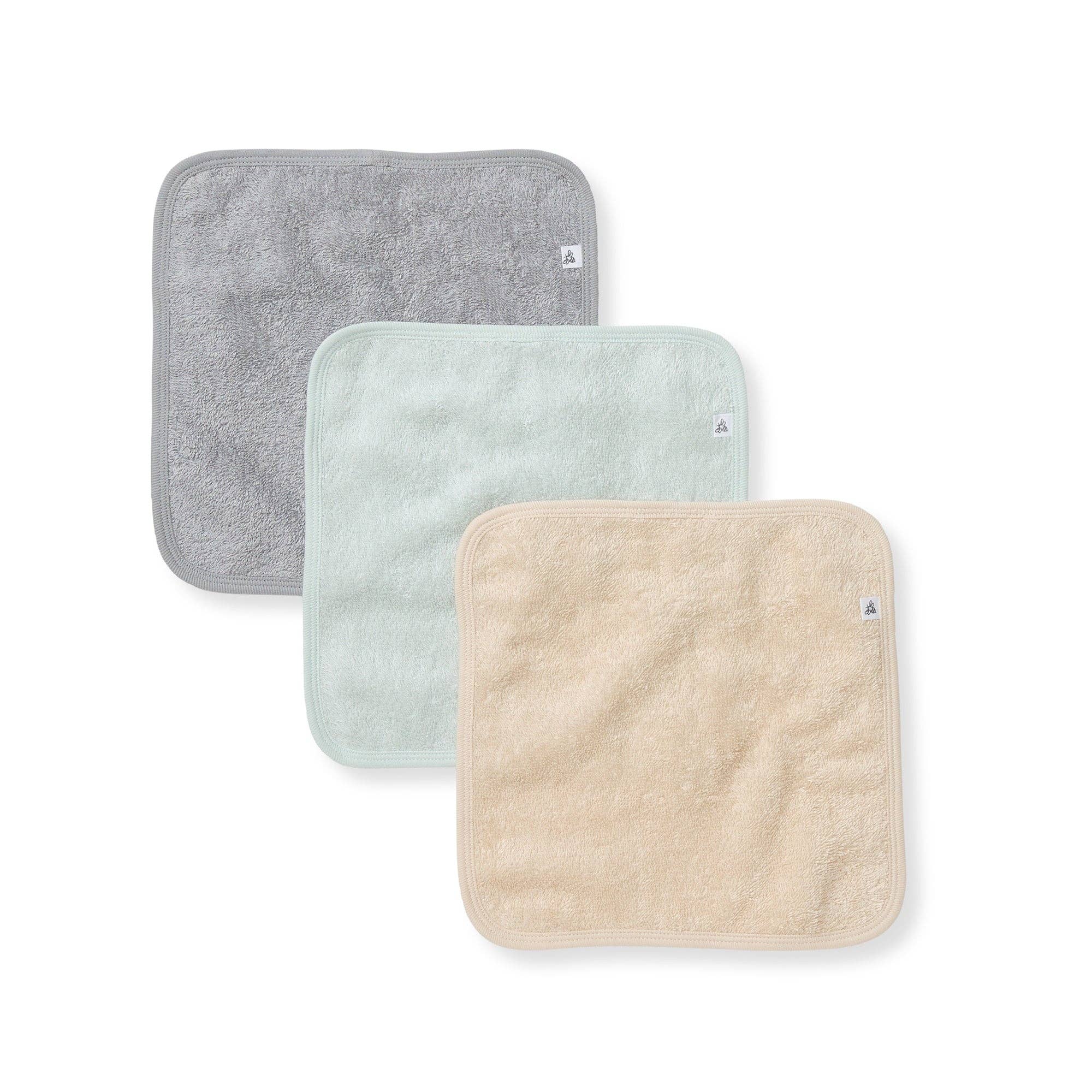 Set of 3 Solid Woven Terry Washcloths: Quarry, One Size