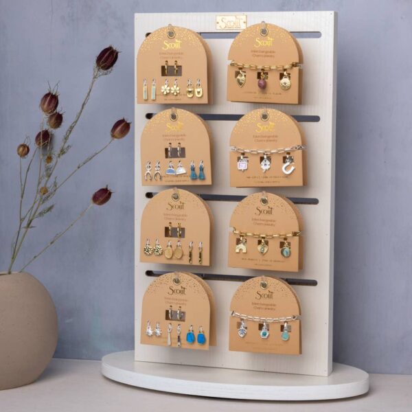 Interchangeable Charm Earring - Rose Quartz/Love/Gold - Image 5