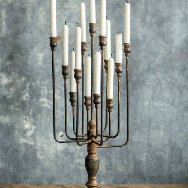13-Candle Iron Candelabra: White - Image 6