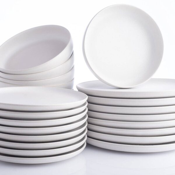 Macchio Stoneware Dinnerware Set - White Matte - Crafted in Portugal - Scratch-Resistant - Image 12