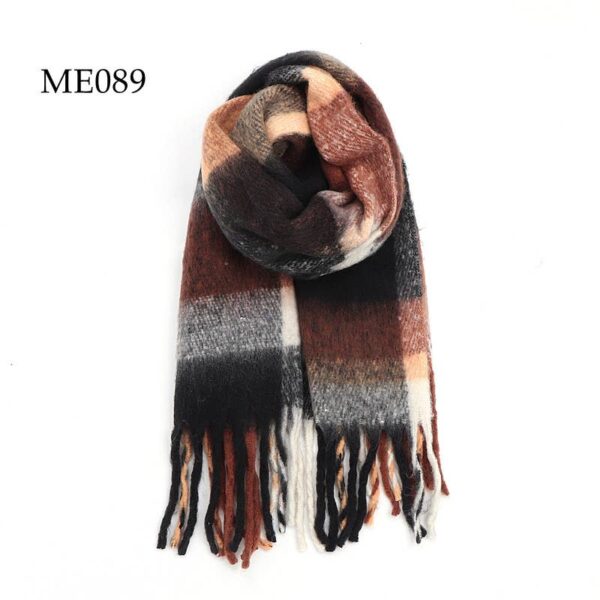 Adorro - Soft Chunky Oblong Multi Color Plaid Fleece Scarf - Image 5