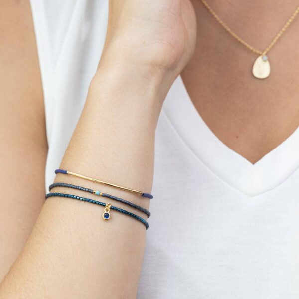 Tonal Chromacolor Miyuki Bracelet Trio - Navy/Gold - Image 3