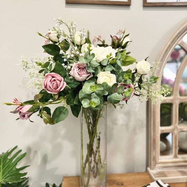 24" Real Touch Rose-3 flowers: Light Peach - Image 10