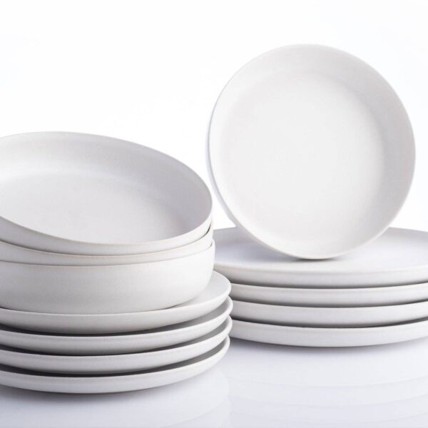 Macchio Stoneware Dinnerware Set - White Matte - Crafted in Portugal - Scratch-Resistant - Image 13
