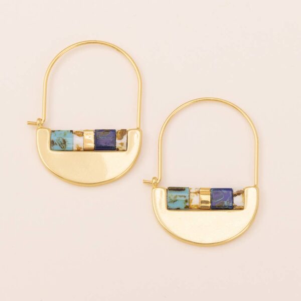 Good Karma Miyuki Crescent Hoop - Indigo/Gold - Image 2