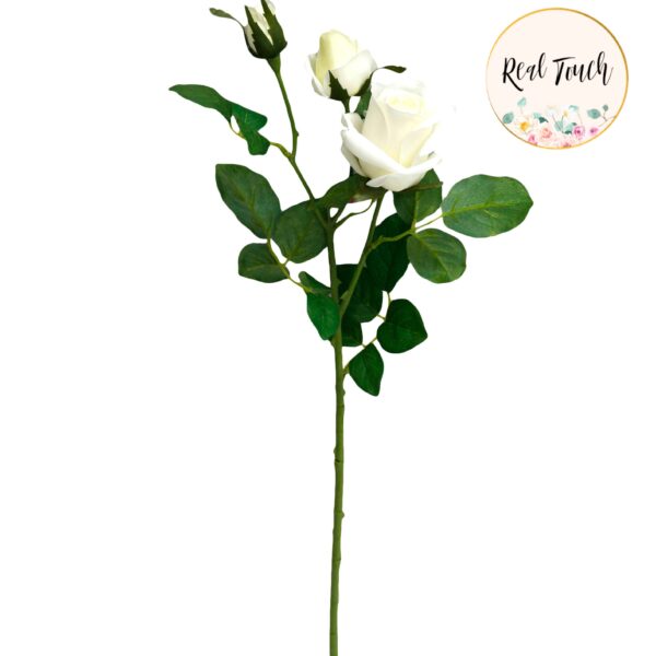 21"-Real touch moisturized petals Faux Rose-3 Blooms: Peach Bellini - Image 6