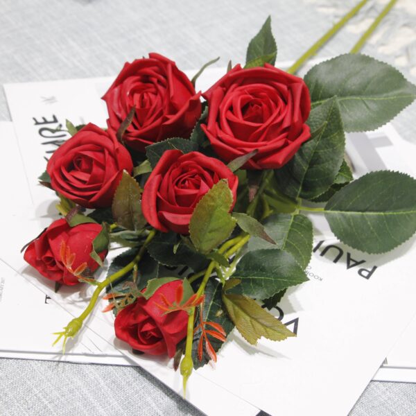 24" Real Touch Rose-3 flowers: Light Peach - Image 11