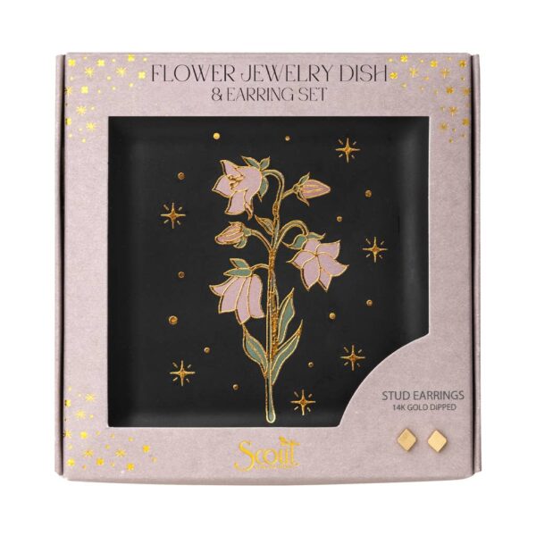 Jewelry Dish & Stud Earring Set - Flower/Black - Image 5