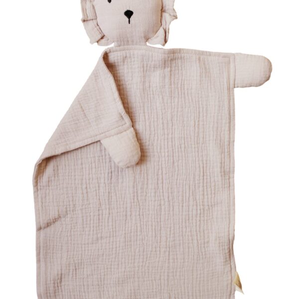 Natural Sand Organic Cotton Lion Lovey Blanket - Image 6