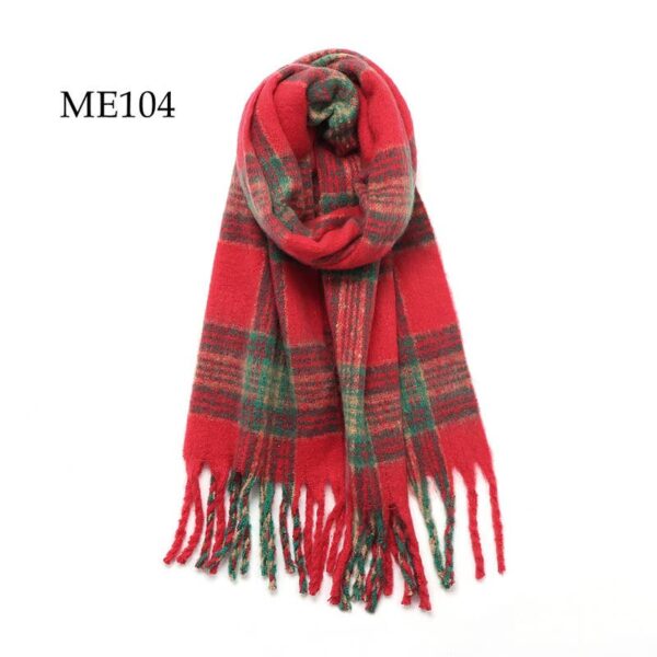 Adorro - Soft Chunky Oblong Multi Color Plaid Fleece Scarf - Image 6