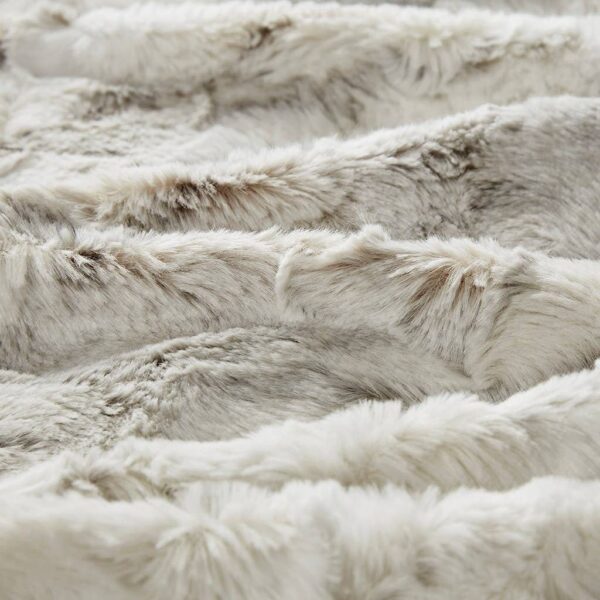 Faux Fur Oversized 60x70" Marble Throw Blanket, Natural - Image 3