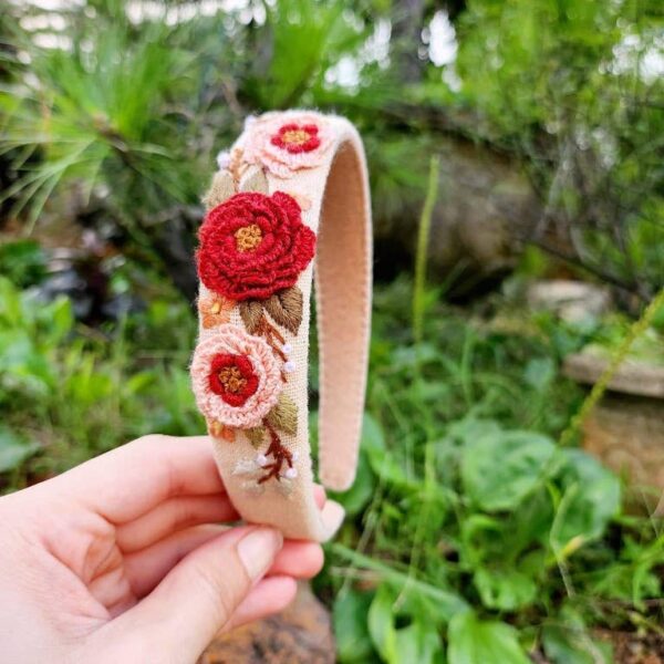 3D Floral Embroidered Headband, Brianna Collection: 4. - Image 7