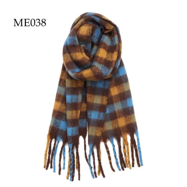 Adorro - Soft Chunky Oblong Multi Color Checkered Fleece Scarf (8 col - Image 2