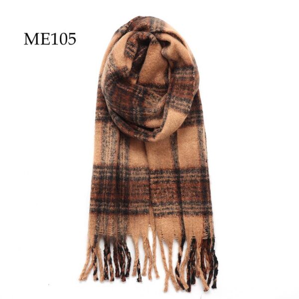 Adorro - Soft Chunky Oblong Multi Color Plaid Fleece Scarf - Image 7