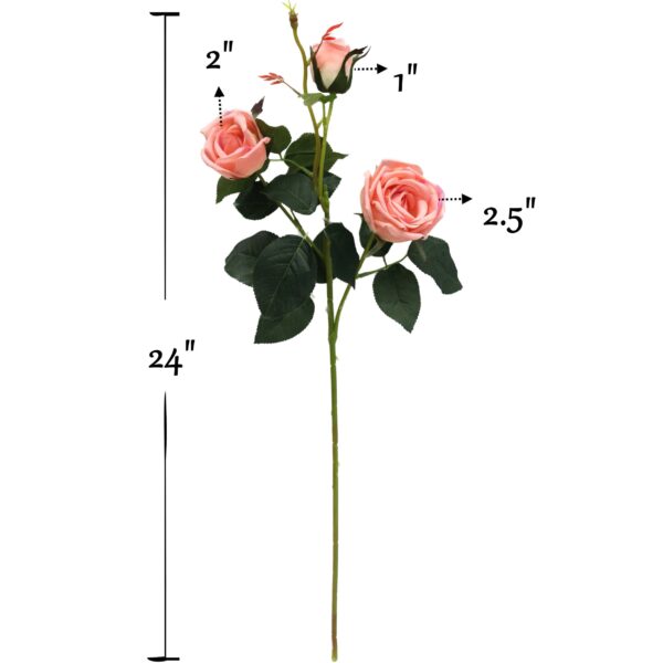 24" Real Touch Rose-3 flowers: Light Peach - Image 12