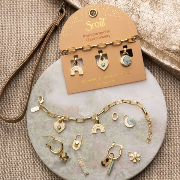 Interchangeable Charm Earring - Rose Quartz/Love/Gold - Image 6