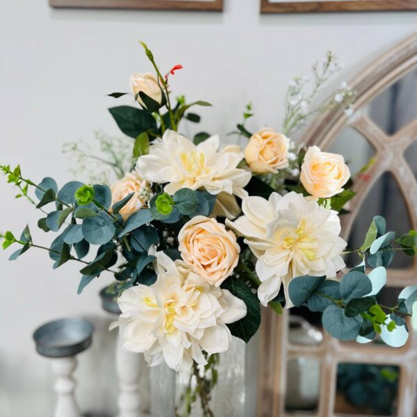24" Real Touch Rose-3 flowers: Light Peach - Image 13