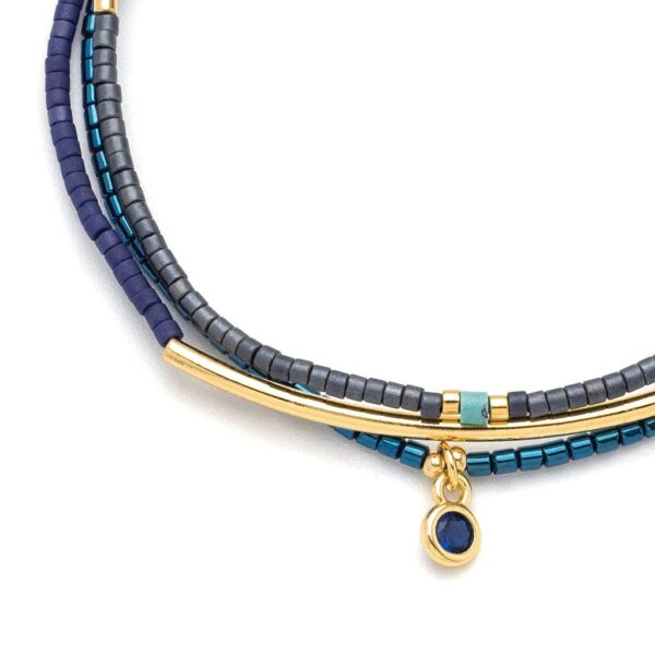 Tonal Chromacolor Miyuki Bracelet Trio - Navy/Gold - Image 7