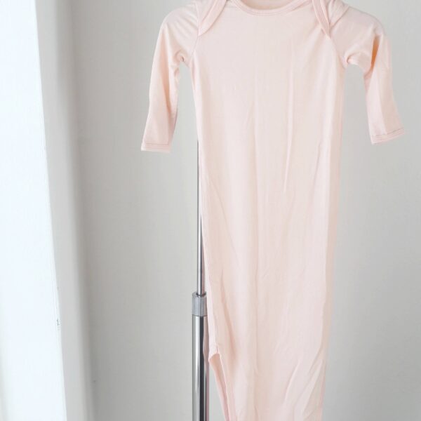 Blush Pink Bamboo Knotted Gown: 0-3 Months - Image 7