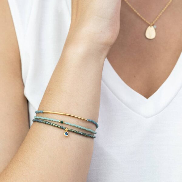 Tonal Chromacolor Miyuki Bracelet Trio - Turquoise/Gold - Image 7