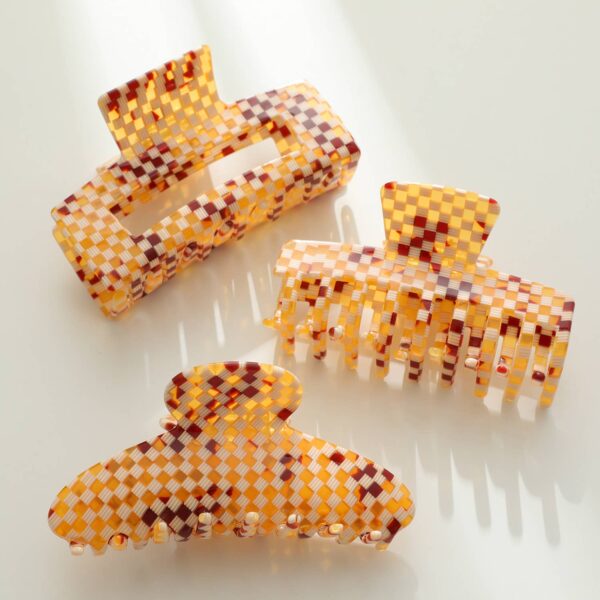 Adorro - Golden Checkerboard | Assorted Eco-Friendly Claw Clips - Image 8