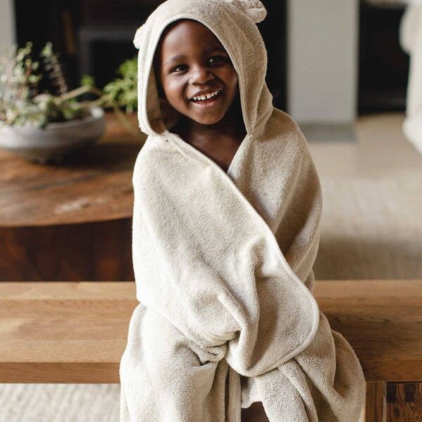 Organic Cotton Toddler Hooded Bear Towel 50" x 26" - Image 3