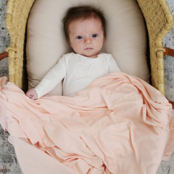 Blush Pink Bamboo Swaddle Blanket - Image 5