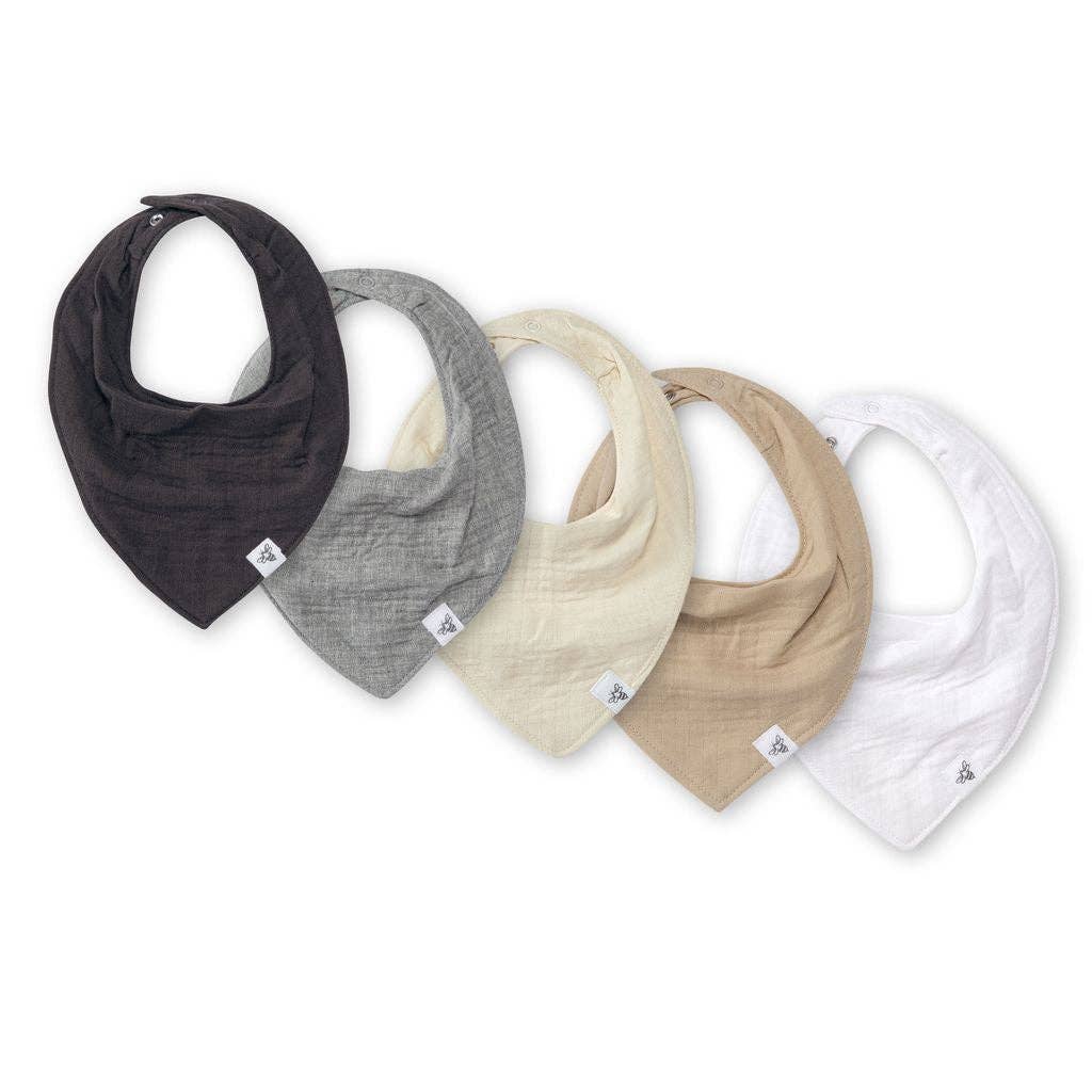 Organic Cotton Baby Bandana Bibs - Ash: Ash, One Size