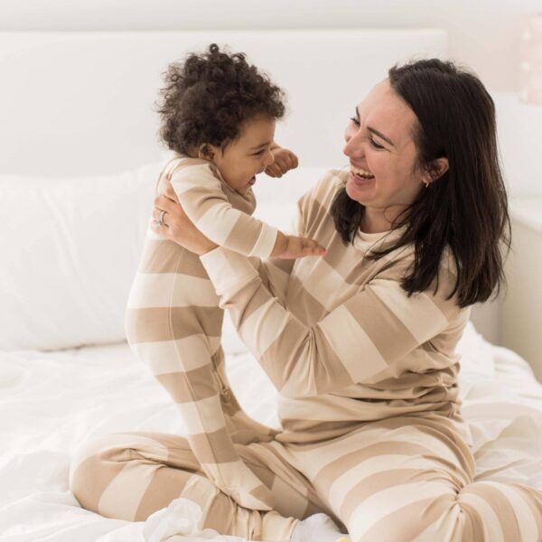 Rugby Stripe Mommy & Me Matching Sleep & Play: Oat, 3-6 Months - Image 11