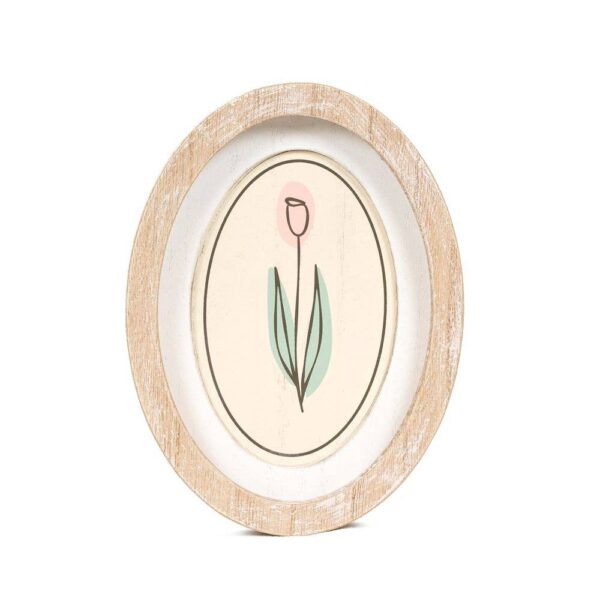 6x8 oval wood frame sign TULIP Easter Spring - Image 2
