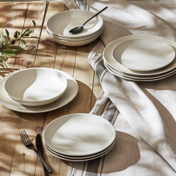 Semplice Stoneware Dinnerware Set - White Matte - Crafted in Portugal - Image 2