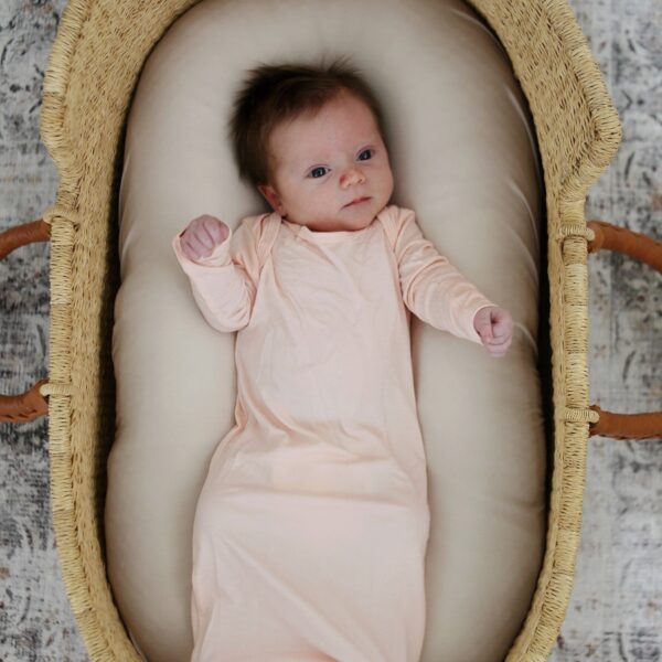 Blush Pink Bamboo Knotted Gown: 0-3 Months - Image 3