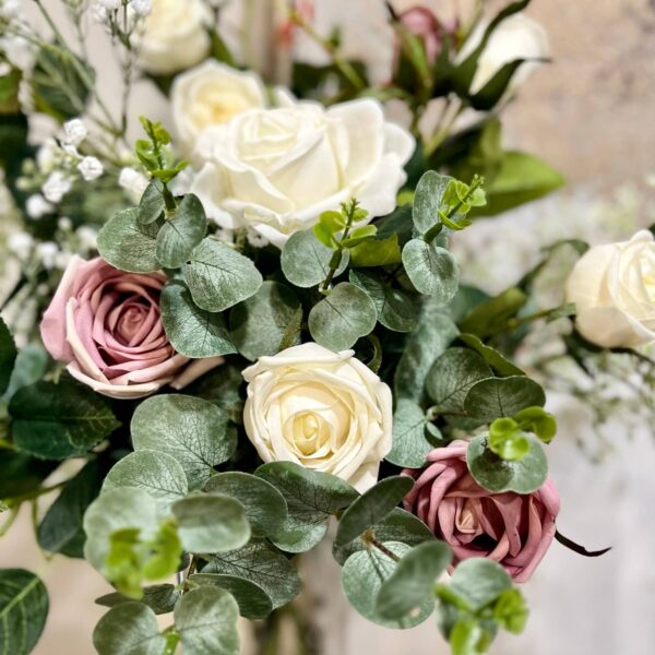 24" Real Touch Rose-3 flowers: Light Peach - Image 15