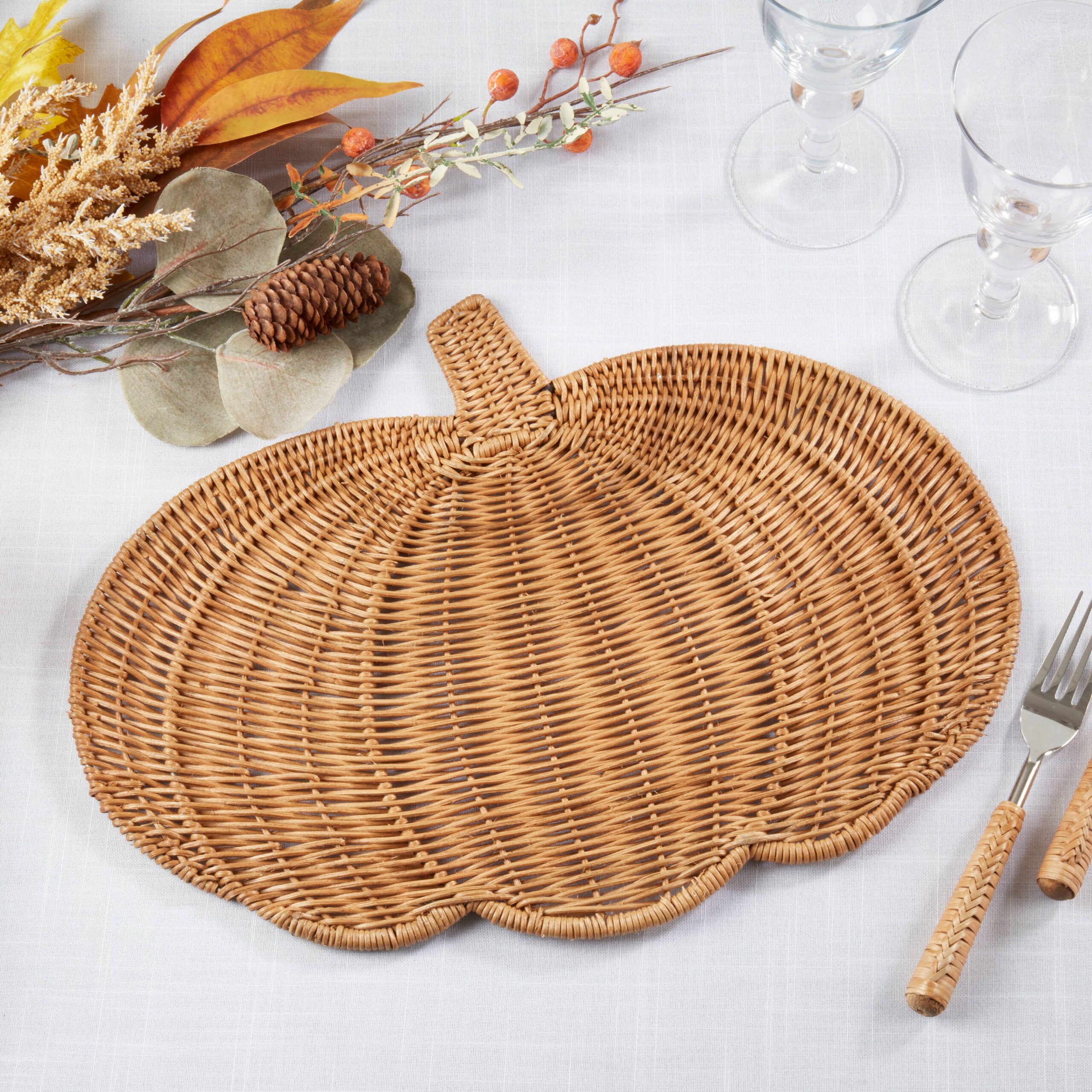 Fall Harvest Rattan Pumpkin Placemat: Caramel, 13"x17" - Image 10