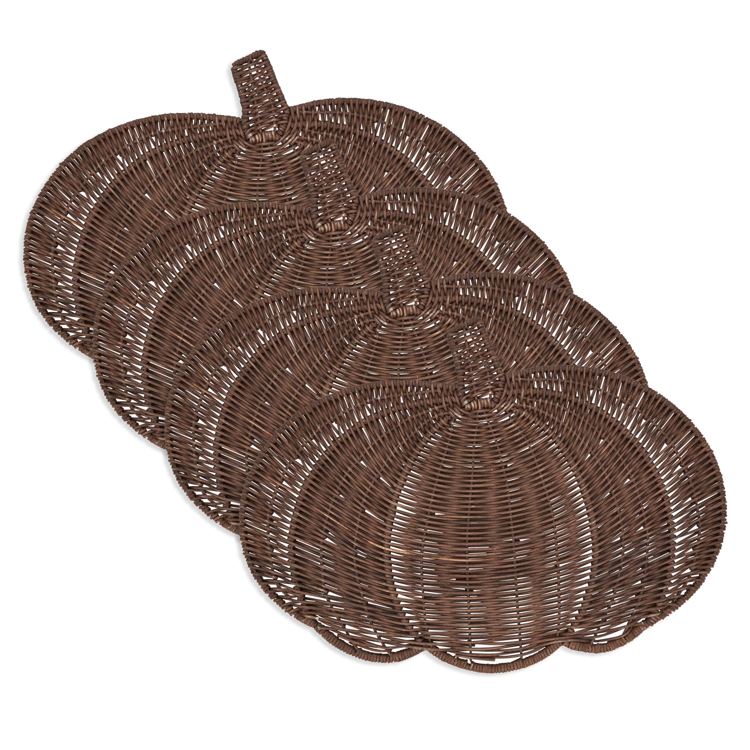 Fall Harvest Rattan Pumpkin Placemat: Caramel, 13"x17" - Image 4